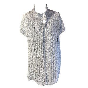 Izod Open Cardigan Sweater Black White Knit Cap Sleeve Women Size 2X